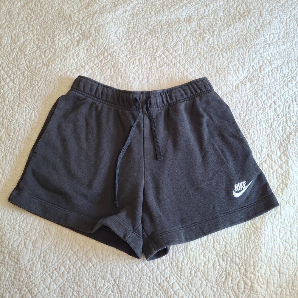 Nike Women's Black Fleece Athletic Shorts with White Swoosh